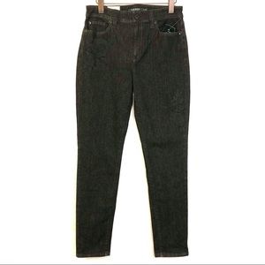 Lauren Ralph Lauren black embroidered jeans high waist NWT 6